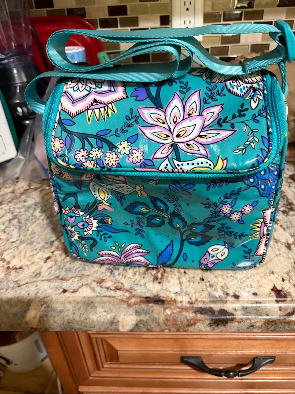 Vera Bradley Teal Floral Insulated Lunch Bag